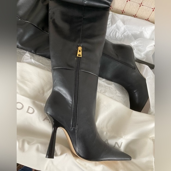Good American “Carla” Over The Knee Black Boots Ultra High Spool Heel Sz 8 - Picture 8 of 9